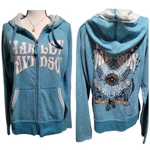 Harley-Davidson Blue and Black Sweatshirt
